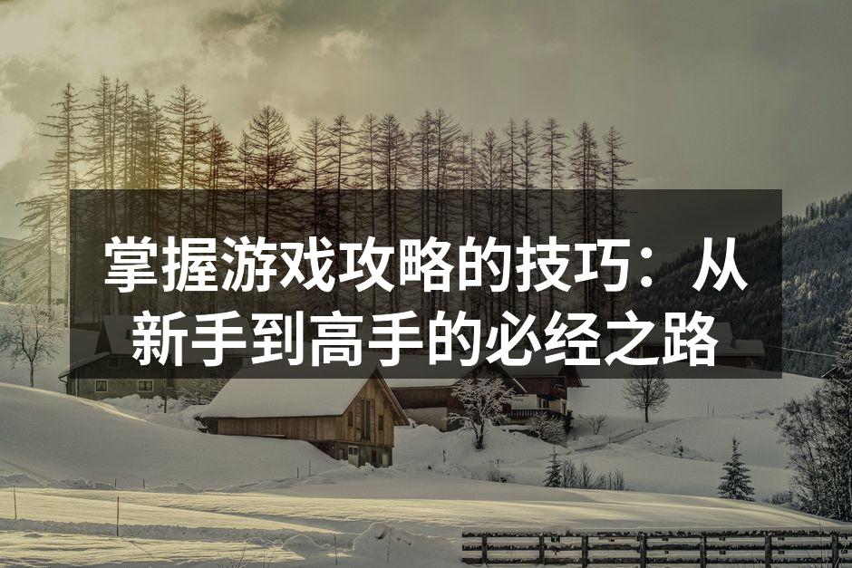 了解游戏规则,打好基础